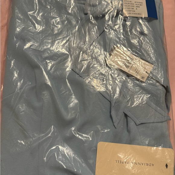 Adrianna Papell Blue Mist Knit Crepe Tie Neck Dress NWT - Picture 4 of 8